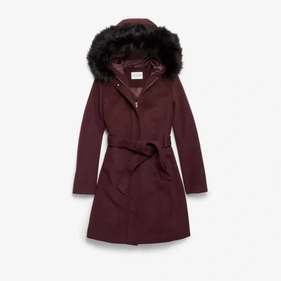 Cole Haan Signature Faux Fur Trim Wool Blend Jacket, BRAND NEW, Size 14, $375 - Picture 3 of 14